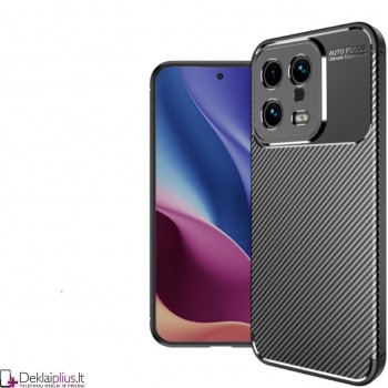 Carbon premium guminis dėklas - juodas (Xiaomi 13)